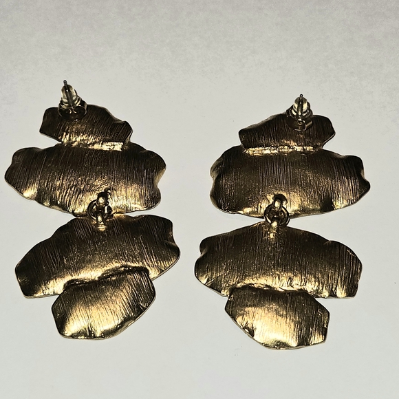NEW Zara Gold Statement Earrings Metallic Maximalism Avant Garde Party - Picture 3 of 6